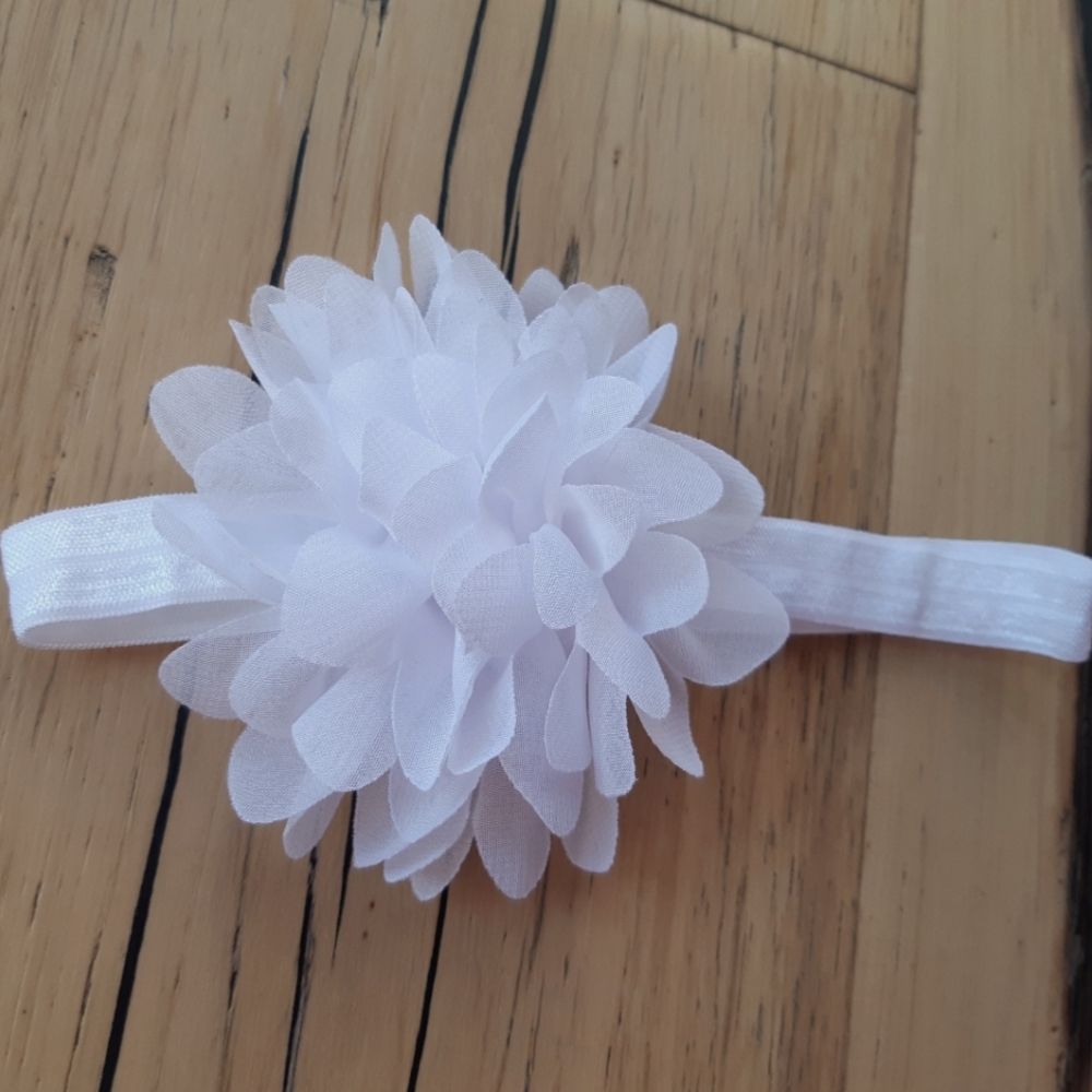 White baby baptism headband
